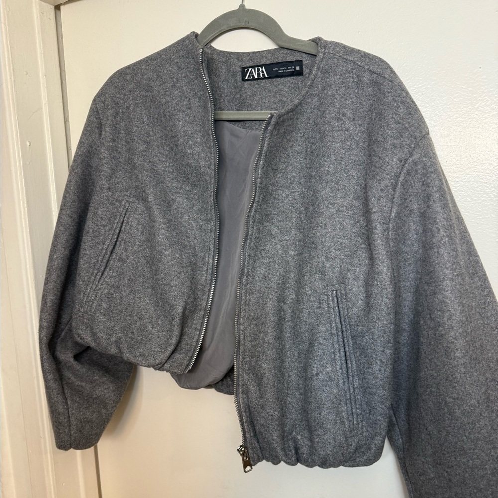 Zara bubble jacket grey size small